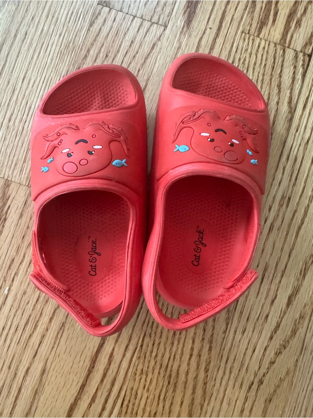 Cat & Jack Red Kids Slide Sandals with Octopus Design